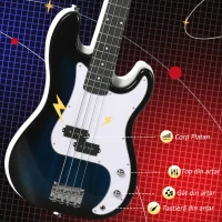 SPORTNOW Chitară Bas Electrică cu 4 Corzi, Amplificator 15W, Husă, Curea și Pene, Culoare Albastru Închis(m-5)