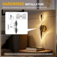 HOMCOM Led Wall Lamp 2 Pack, 13W Modern Indoor Spiral Wall Light, Colour Temperature Adjustable 3000K/4000K/6500K, for Bedroom, Living Room, Hallway, Stairs, Black(m-6)