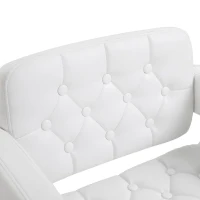 HOMCOM Tabouret de bar pivotant chaise de bar réglable en hauteur avec dossier repose-pieds et accoudoirs 61x50x93-113cm blanc(m-9)
