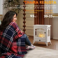 HOMCOM Lareira de Bioetanol com Depósito de 0,9 L e Extinguidor de Aço Inoxidável Tempo de Combustão 3H 45x28x54 cm Branco(m-4)