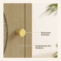 HOMCOM Mesa de Cabeceira com Porta de Vime Prateleira Aberta e Compartimento 40x35x55 cm Madeira(m-6)