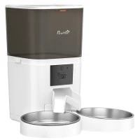 PawHut Automatic Cat Feeder for 2 Cats with HD Camera，2.4G & 5G WiFi Pet Food Dispenser 6L APP Control(m-1)