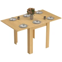 HOMCOM Table à manger extensible rectangle pour 4 à 6 personnes, table de cuisine 70-140 cm, patins en feutre, bois naturel(m-1)
