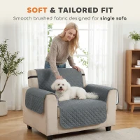 PawHut Waterproof Sofa Cover, Soft Couch Cover for Dogs Cats Pets, Non Slip Sofa Slipcoevr with Elastic Straps(m-7)