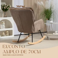 HOMCOM Poltrona de Baloiço Moderna Estofada em Chenilha Poltrona de Lactância com Encosto Largo 71x98,5x97 cm Castanho(m-5)
