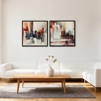 HOMCOM Quadros em Tela Abstractos 40x40 cm 2 Peças Quadros de Arte de Parede Emoldurados Decoração Moderna Multicolor(m-2)