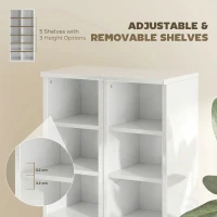 HOMCOM Set of 2 CD Media Display Shelf Unit Tower Rack with Adjustable Shelves, High Gloss White(m-6)