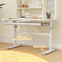 AIYAPLAY Bureau pour enfants, table d'étude réglable en hauteur avec plateau inclinable, 80 x 51 x 108,5-130,5 cm, naturel(m-7)