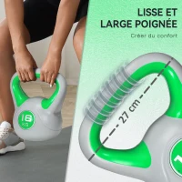 SPORTNOW Kettlebell 16 kg, Haltère avec Poignée Ergonomique, Haltère à Boule, Musculation, Entraînement, 27 x 17 x 31 cm, Vert(m-4)