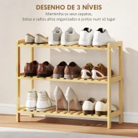 HOMCOM Sapateira de Madeira de 3 Níveis para até 9 Pares de Sapatos para Entrada Corredor Dormitório 70x26x57,5 cm Madeira(m-4)