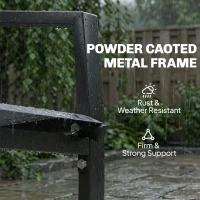 Outsunny Dwuosobowa ławka ogrodowa z oparciem i podłokietnikami, dwupoziomowy stolik, ławka parkowa 240 kg obciążenia, 135 x 67 x 81 cm, szary(m-8)