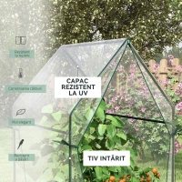 Outsunny Mini Seră de Grădină cu 2 Uși Rulabile și Acoperire din PE 90x90x145cm, Transparentă(m-5)