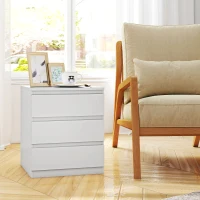 HOMCOM Cómoda com 3 Gavetas com Fecho Suave para Quarto Escritório Estilo Moderno 45x40x52,8 cm Branco(m-9)