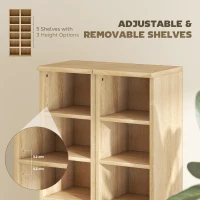 HOMCOM Set of 2 CD Media Display Shelf Unit Tower Rack with Adjustable Shelves, Oak(m-6)