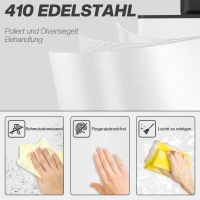 HOMCOM Mülleimer 20L, Soft-Close-Deckel, Deodorant-Fach, Fingerabdrucksicher, Edelstahl, Weiß(m-5)