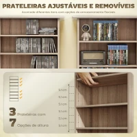 HOMCOM Estante Estreita para CDs e DVDs com 8 Compartimentos e Prateleiras Ajustáveis 58x24x126,3 cm em Madeira(m-5)