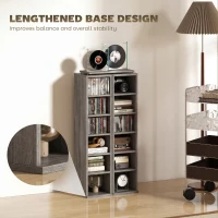 HOMCOM Set of 2 CD Media Display Shelf Unit Tower Rack with Adjustable Shelves, Distressed Grey(m-8)