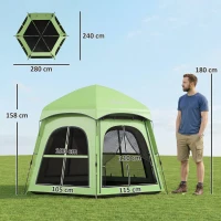 Outsunny Pop Up Tent 3000mm Waterproof Instant Camping Tent 3-4 Person with 2 Doors 4 Windows Green(m-3)