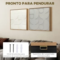 HOMCOM Decoração de Parede em Madeira 3D Conjunto de 2 Peças com 80 cm e Padrões Geométricos Branco(m-5)