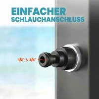 Outsunny Solardusche 60L Gartendusche mit schwenkbarem Regenduschkopf Wasserhahn, einstellbarer Temperatur(m-8)