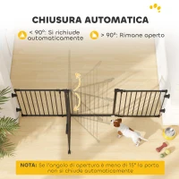 PawHut Cancellino per Cani Pieghevole in Acciaio con Chiusura Automatica, 202.5x2x76cm, Nero(m-5)