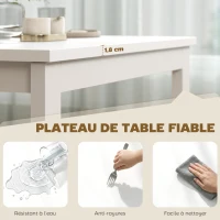 HOMCOM Table à manger extensible 80-120 cm pour 4 à 6 personnes, table de cuisine avec extension coulissante, blanc(m-6)