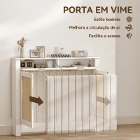 HOMCOM Cobertura para Radiador com Portas Rebatíveis e Vime Proteção Radiador de MDF 111x19x95,5 cm com Compartimento Desenho Boémio Branco(m-5)