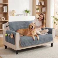 PawHut Waterproof Sofa Cover 2 Seater, Soft Couch Cover for Dogs Cats Pets, Non Slip Sofa Slipcoevr with Elastic Straps(m-2)