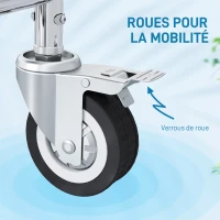 HOMCOM Chaise percée adulte à roulettes, chaise percée de douche avec repose-pieds, dossier et accoudoirs, 53x97x97cm, gris(m-8)