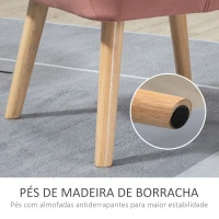 HOMCOM Poltrona Moderna Poltrona de Leitura Estofada em Veludo com Assento Amplo Pés em Madeira  67x61,5x71 cm Rosa(m-6)