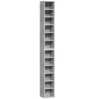 HOMCOM Set of 2 CD Media Display Shelf Unit Tower Rack with Adjustable Shelves, Cement Grey(m-1)