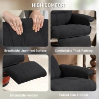 HOMCOM Reclining Swivel Chair, with Footrest - Black(m-6)