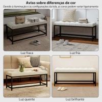 HOMCOM Banco aos Pés da Cama Estofado em Veludo Design Capitonê Base de Metal Banco para Quarto Entrada Sala 117x40x48 cm Creme(m-6)