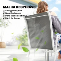 Outsunny Conjunto de Refeição de Jardim 7 Peças com Mesa de Vidro Temperado e 6 Cadeiras Empilháveis Cinzento(m-5)