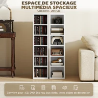 HOMCOM Lot de 2 étagères colonnes armoire de rangement CD-DVD 12 compartiments 21 x 22,5 x 88,5 cm capacité 204 CD blanc(m-4)