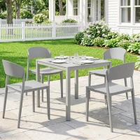 Outsunny Set 4 Sedie Giardino Outsunny, Impilabili, Struttura pp Adatte per Tutte le Stagioni(m-2)