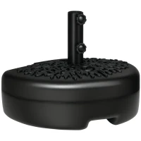Outsunny Pied de parasol demi-round, socle parasol extérieur à remplir avec 18 kg d'eau / 21 kg de sable, 50 x 31 x 38 cm, noir(m-11)