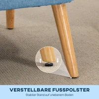 HOMCOM 2-Sitzer Sofa im Retro-Look, weiche Polsterung, pflegeleichter Bezug, bis 150 kg, 117 x 56,5 x 77 cm, Blau(m-7)