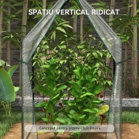 Outsunny Mini Seră de Grădină cu 2 Uși Rulabile și Acoperire din PE 90x90x145cm, Transparentă(m-4)