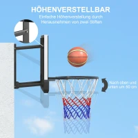SPORTNOW Basketballkorb für Wandmontage, gefederter Korb, bruchsichere Rückwand, Schwarz(m-5)