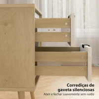HOMCOM Conjunto de 2 Mesas de Cabeceira Modernas com 2 Gavetas de Deslizamento Silencioso Pés de Madeira 40x35x50 cm Branco Brilhante e Carvalho(m-6)