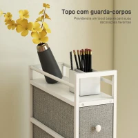 HOMCOM Móvel de Arrumação Estreito com 4 Gavetas de Tecido para Espaços Pequenos 20x43x81,5 cm Cinzento Claro(m-6)