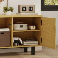 HOMCOM Meuble TV 180 cm, meuble télé pour 82 pouces avec 4 portes à ouverture par pression 180x35x55,5cm bois naturel(m-9)