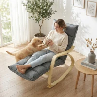 HOMCOM Fauteuil à bascule avec repose-pieds réglable, fauteuil relax rembourré, Gris(m-4)