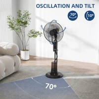 HOMCOM Wentylator z Chłodzeniem Wodnym, Nawilżacz Powietrza, Regulacja Nachylenia 10°, Tryb Oscylacji 70°, 3 Prędkości, Moc 75W, Czarny(m-6)