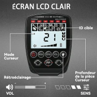 Outsunny Détecteur de Métaux, Bobine Étanche IP68 avec Écran LCD, 4 Modes, Haute Précision Hauteur Réglable, 139x26x30cm, Noir(m-6)