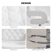 HOMCOM Tabouret de bar pivotant chaise de bar réglable en hauteur avec dossier repose-pieds et accoudoirs 61x50x93-113cm blanc(m-7)