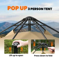 Outsunny Double Layer Instant Pop Up Tent with Rainfly, Portable Camping Shelter with Sewn-in Groundsheet and Carry Bag, Khaki(m-4)