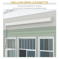 Outsunny Store banne motorisé, store banne électrique, angle réglable 14°-30°, avec télécommande manivelle, 4 x 3 m, gris clair(m-6)