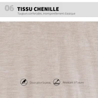 HOMCOM Chaise de bureau sans accoudoirs, fauteuil de bureau en chenille, hauteur réglable, 62 x 67 x 83-93 cm, beige(m-9)